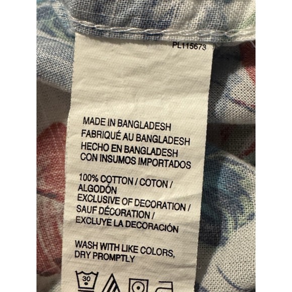 IZOD Saltwater Men's Tropical Button Shirt XL Blue Short Sleeve 100% Cotton - Picture 6 of 6